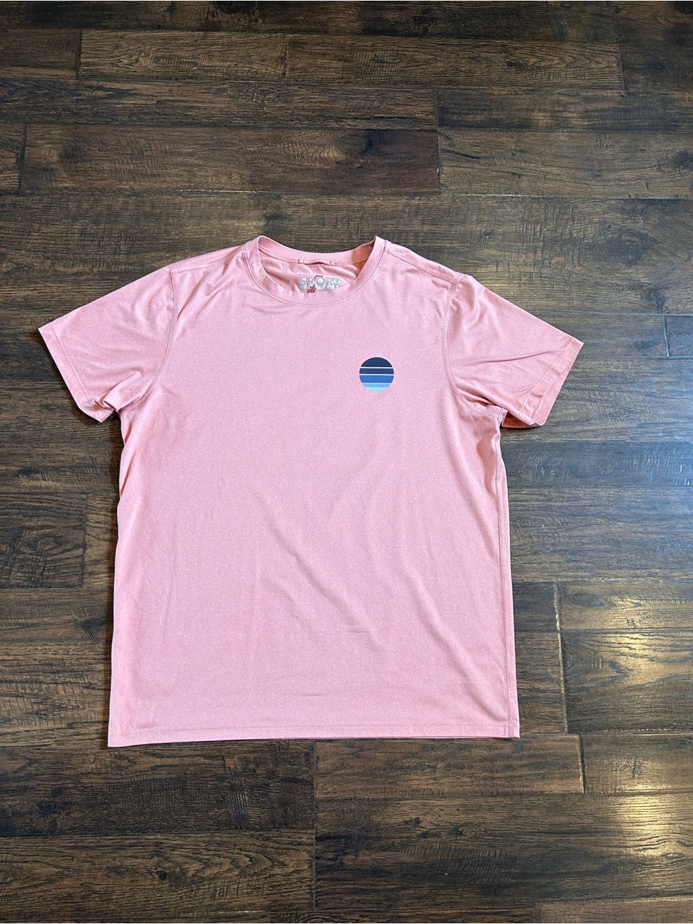 Marine Layer Pink Short Sleeve Crewneck Tee with Striped Chest Logo